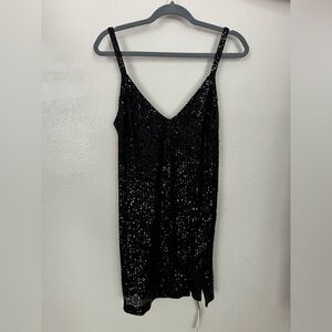 Reformation Jimmy black sequin dress with slit